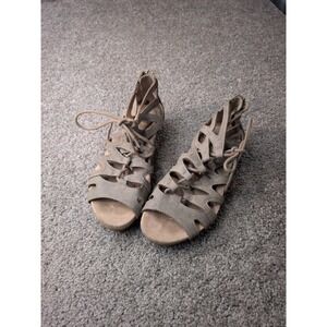 Earth Spirit Womens 7 M Strappy Gladiator Flat Sandals Lace Up Zip WMES21ER005